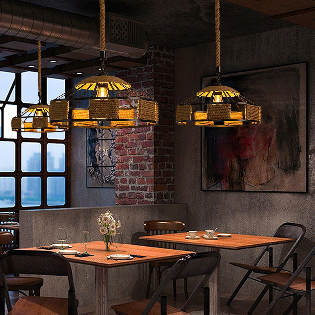 Yavmis Retro Hemp Rope Exquisite Pendant Light