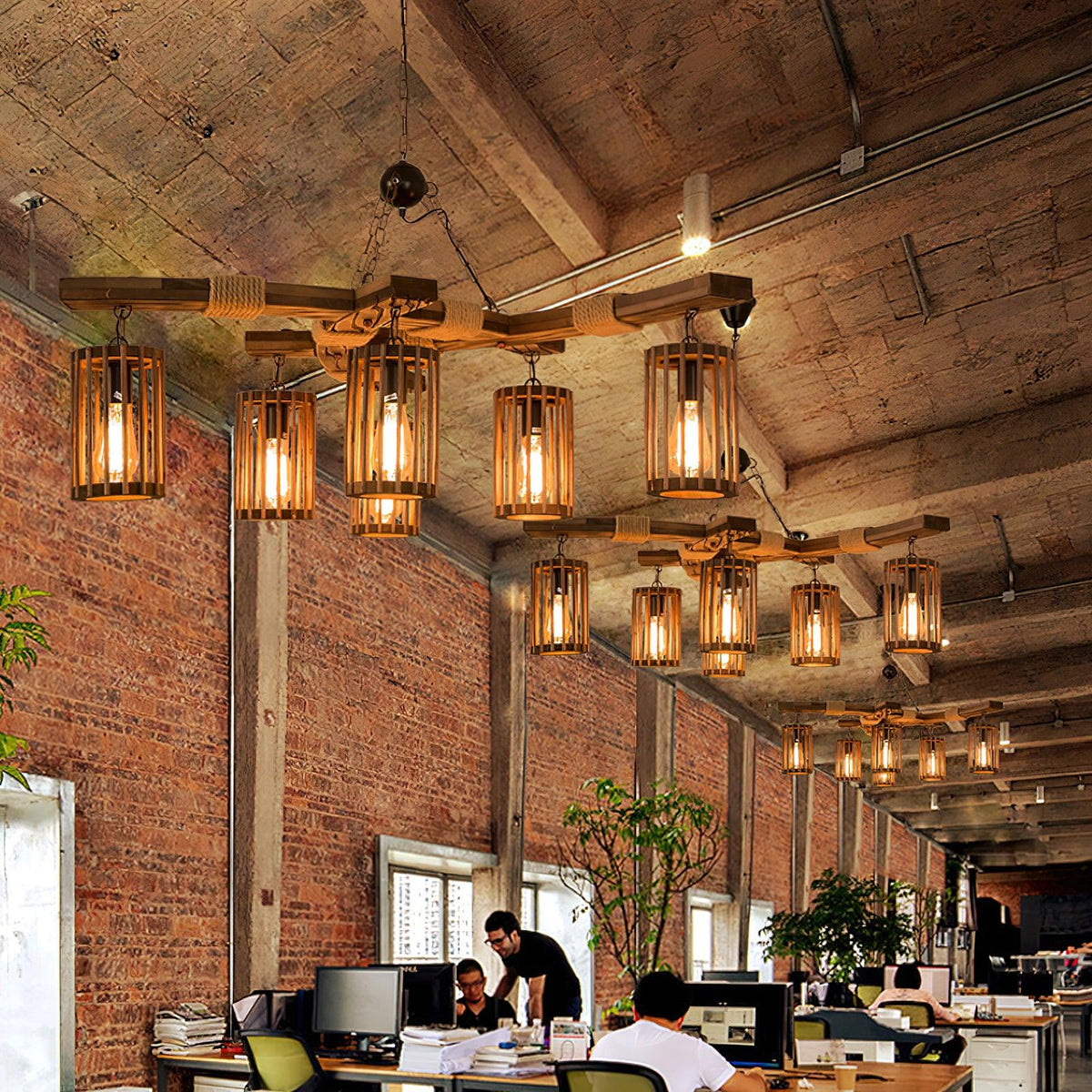 Rinanaine Chandelier Retro Solid Wood Industrial