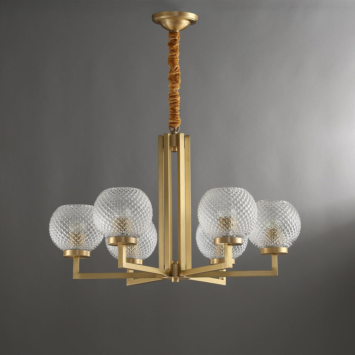 Velelissa Ribbed Glass Brass Chandelier