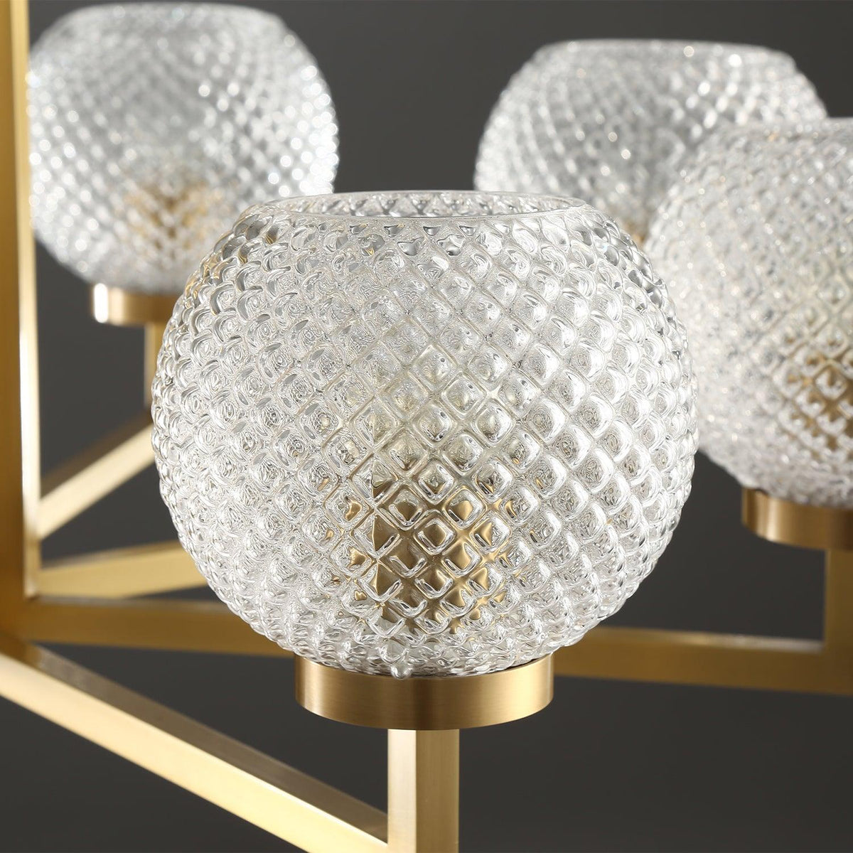 Velelissa Ribbed Glass Brass Chandelier