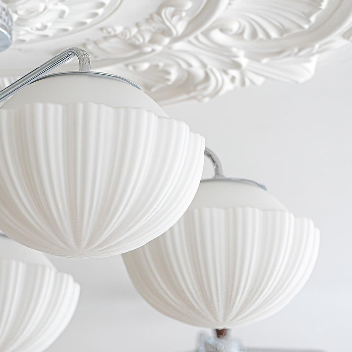 Rinivian Chandelier Retro Glass Chrome Wood
