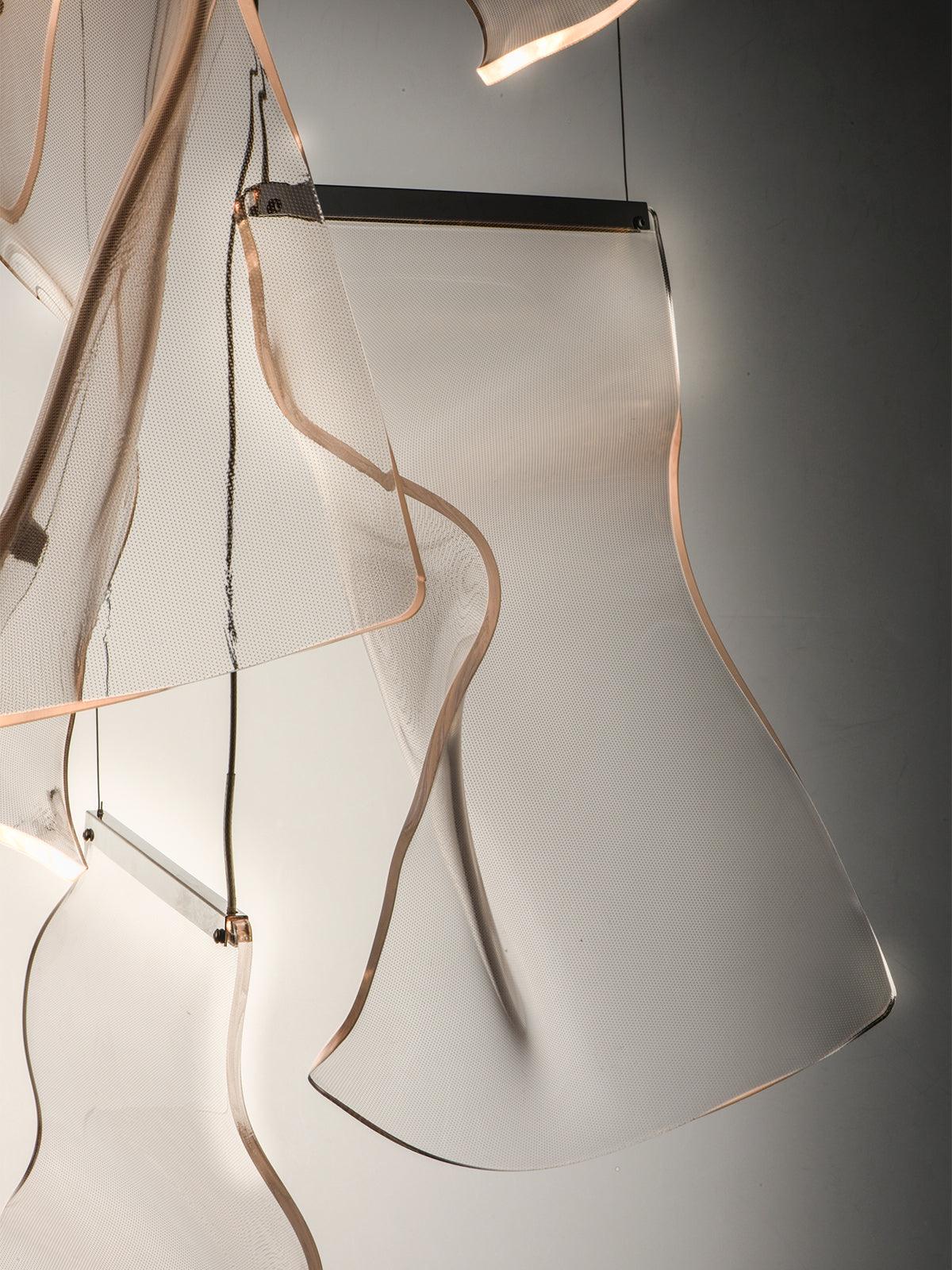 Lucuian Chandelier Acrylic LED Abstract Floating