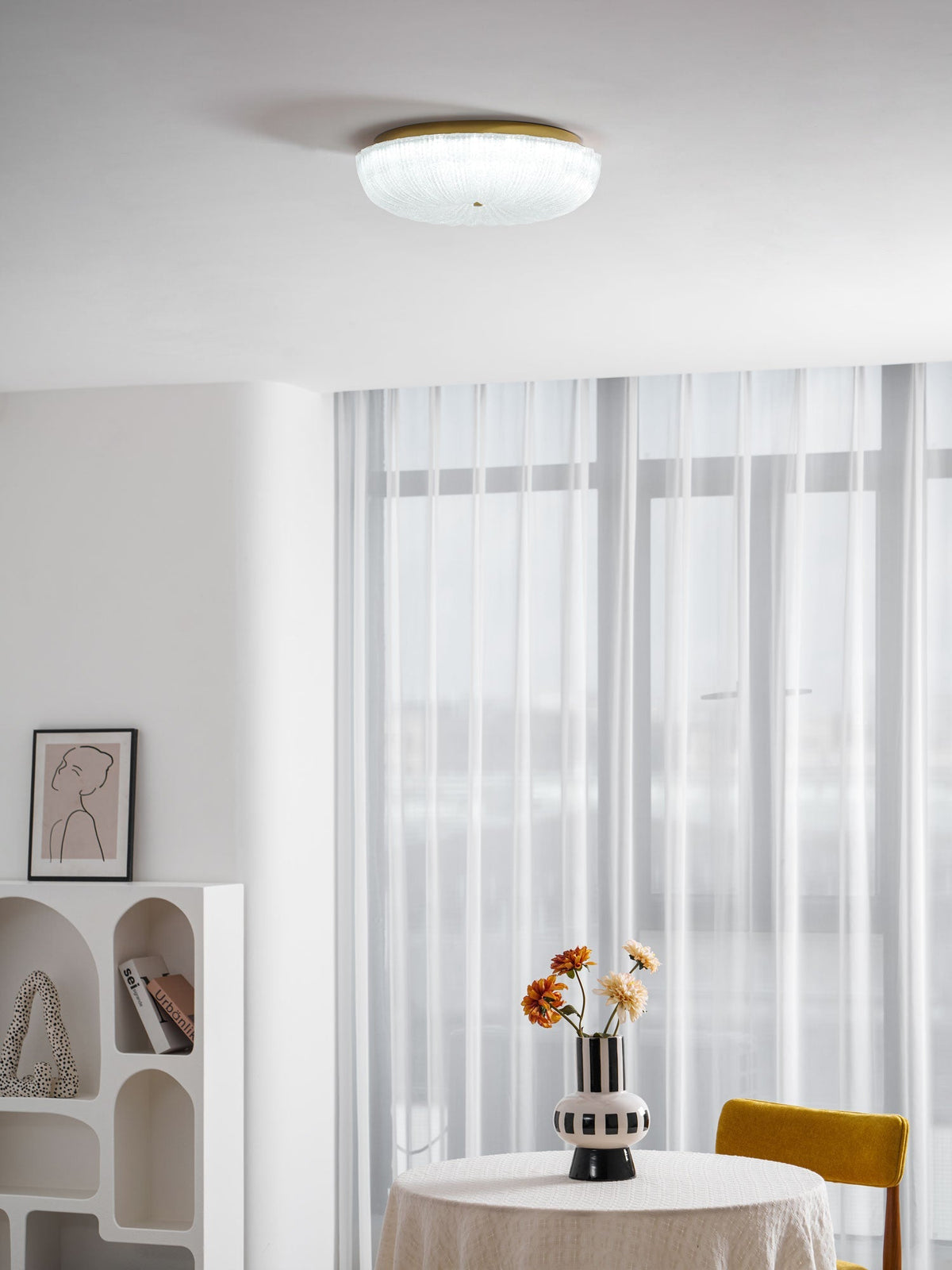 Enxia Ripple Glass Flush Mount Ceiling Light
