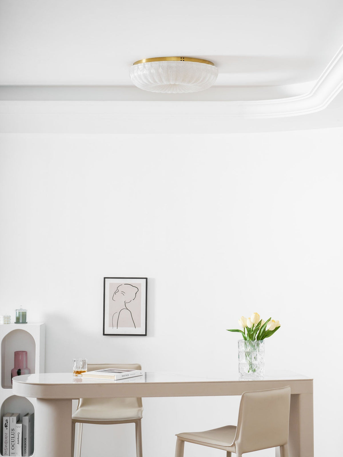 Enxia Ripple Glass Flush Mount Ceiling Light