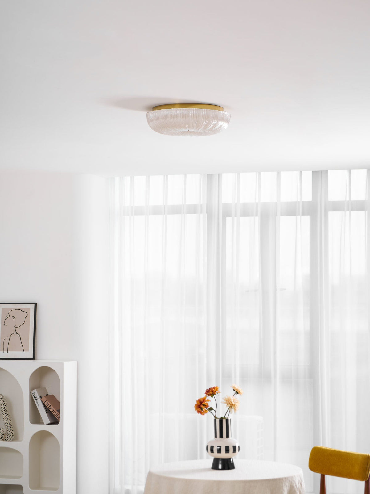 Enxia Ripple Glass Flush Mount Ceiling Light