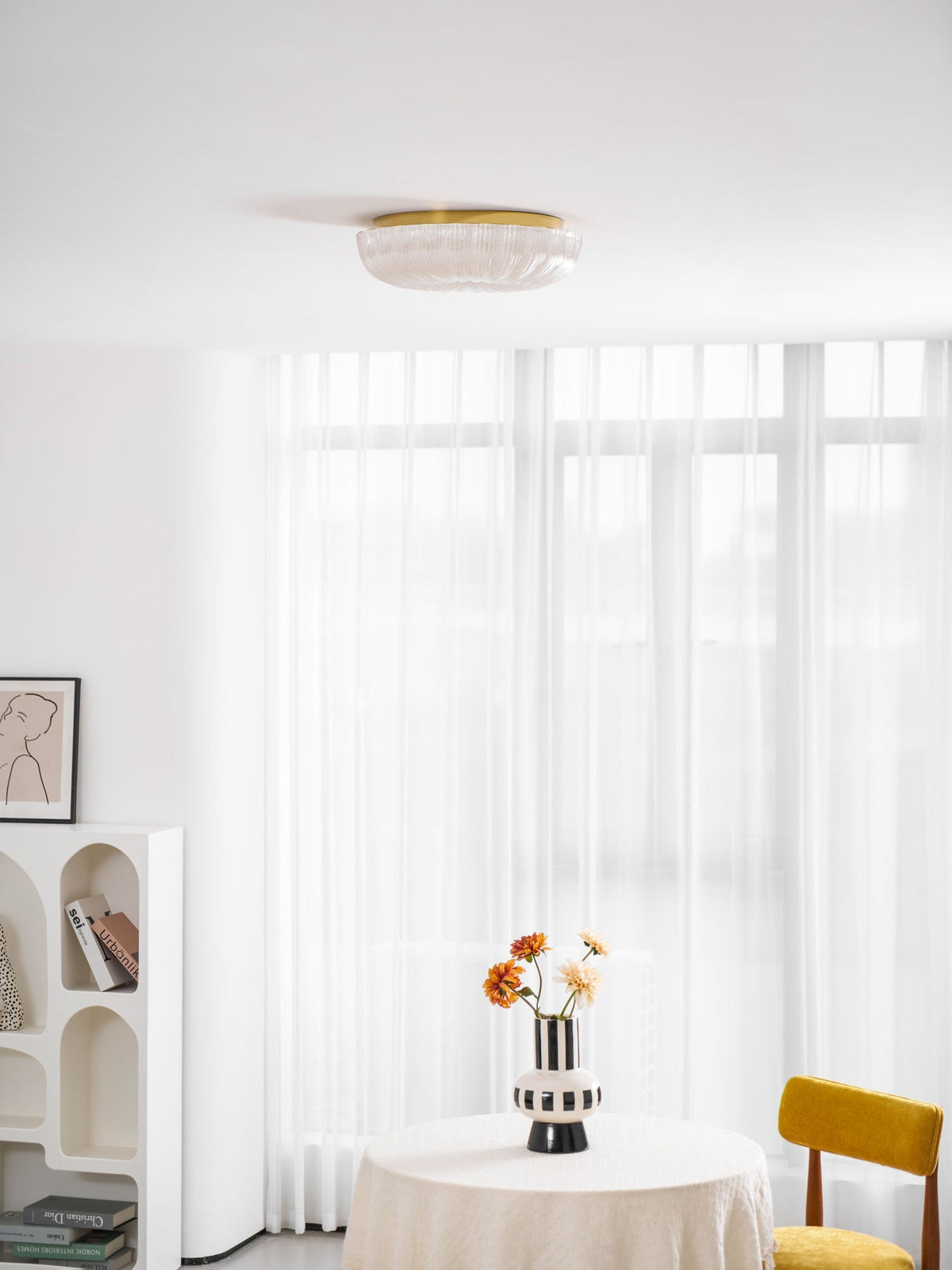 Enxia Ripple Glass Flush Mount Ceiling Light