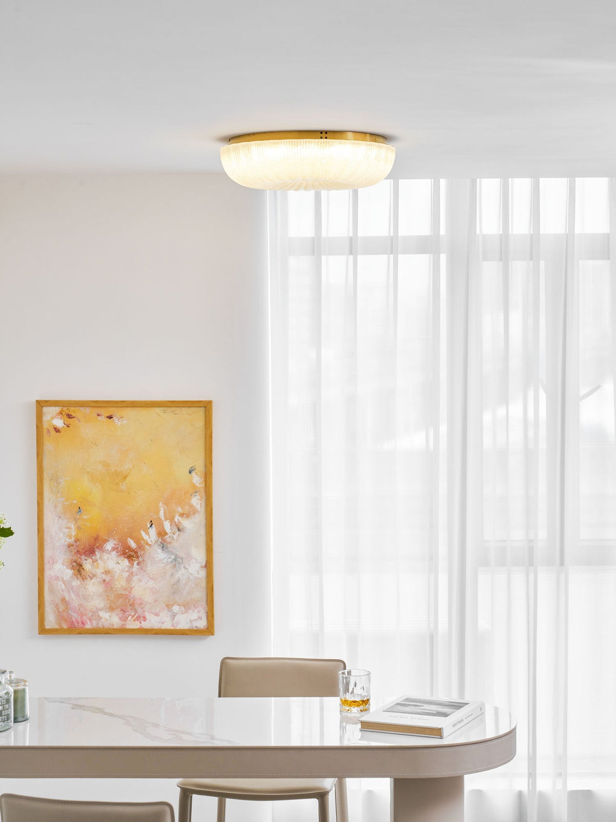 Enxia Ripple Glass Flush Mount Ceiling Light
