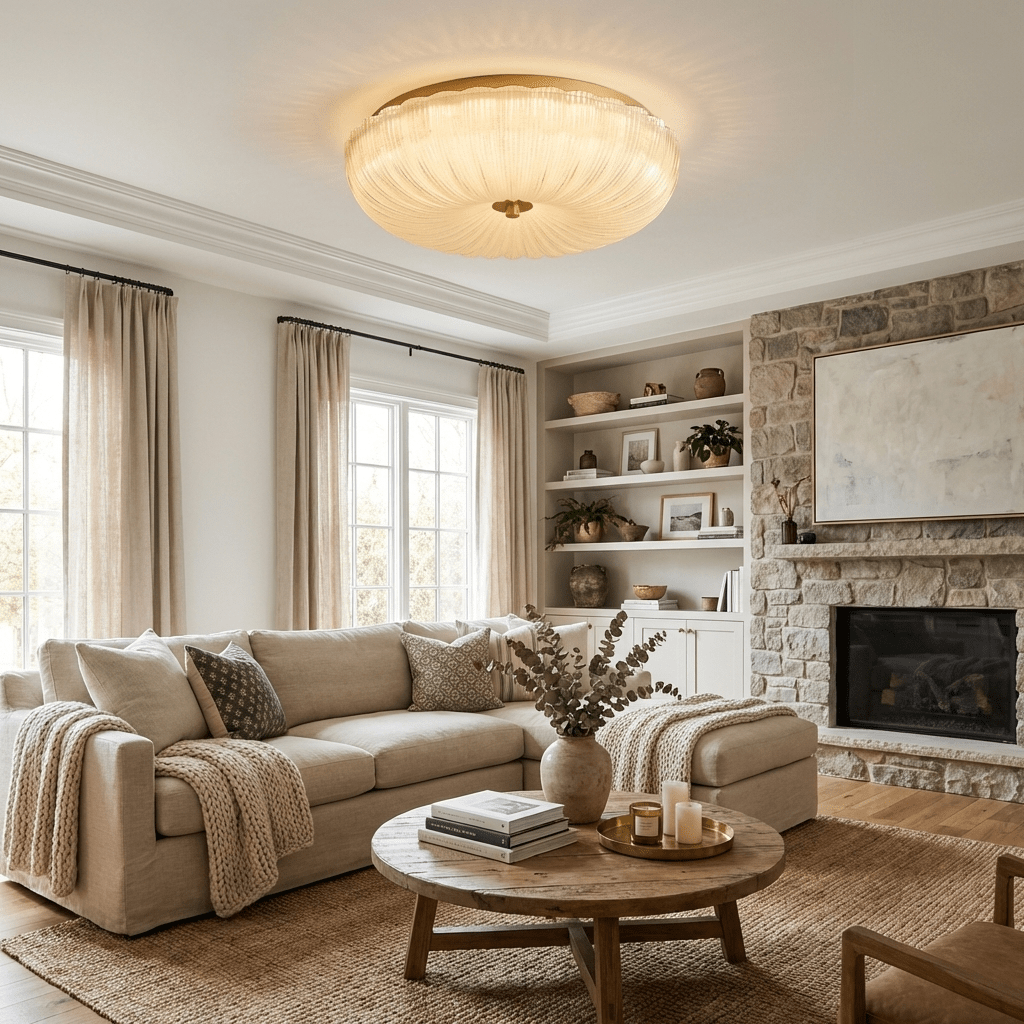 Enxia Ripple Glass Flush Mount Ceiling Light
