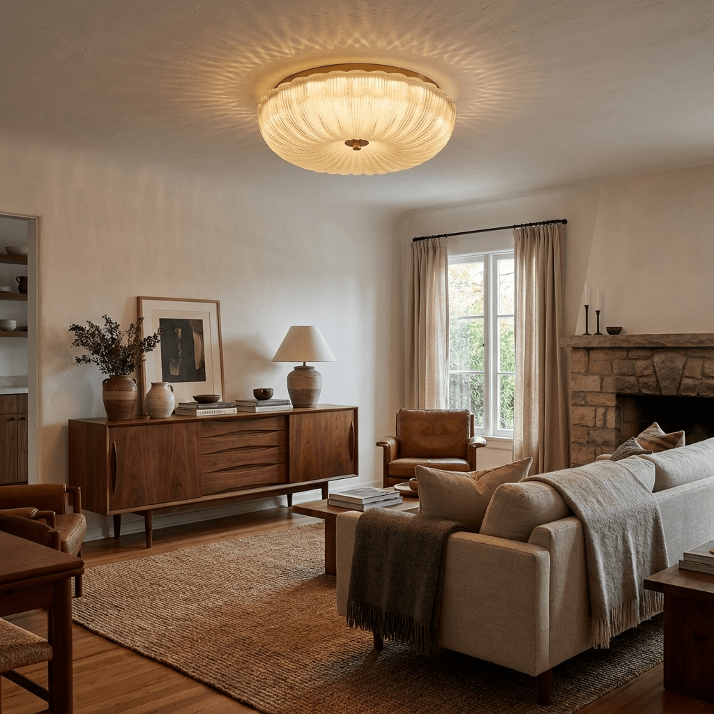 Enxia Ripple Glass Flush Mount Ceiling Light