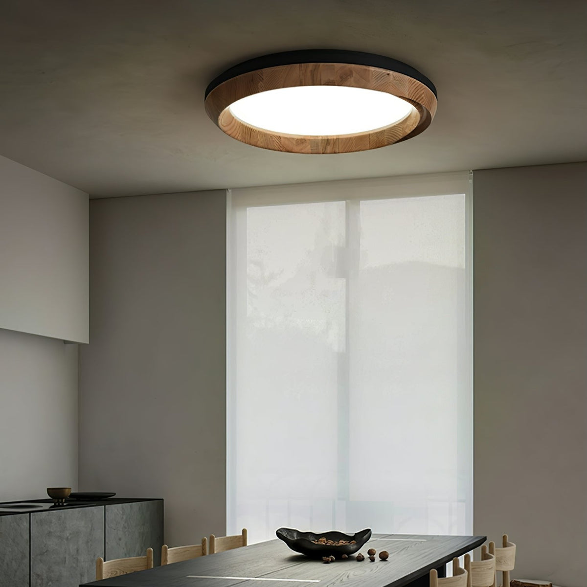 Aurdoreth Modern Minimalist Ripple Wood Ceiling Light