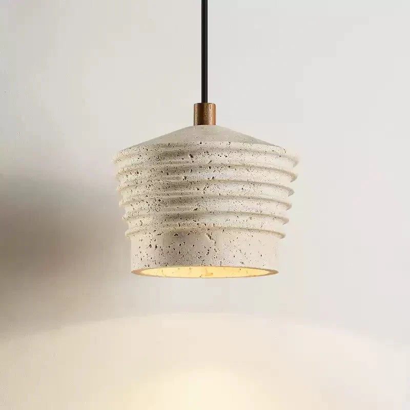 Hana Maison Ribbed Natural Yellow Travertine Pendant Lamp
