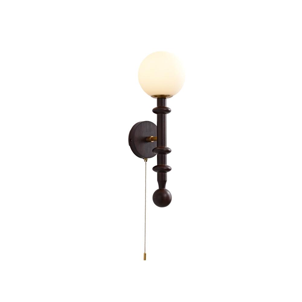 Elmiror Elegance Roman Column Glass Wood Wall Lamp