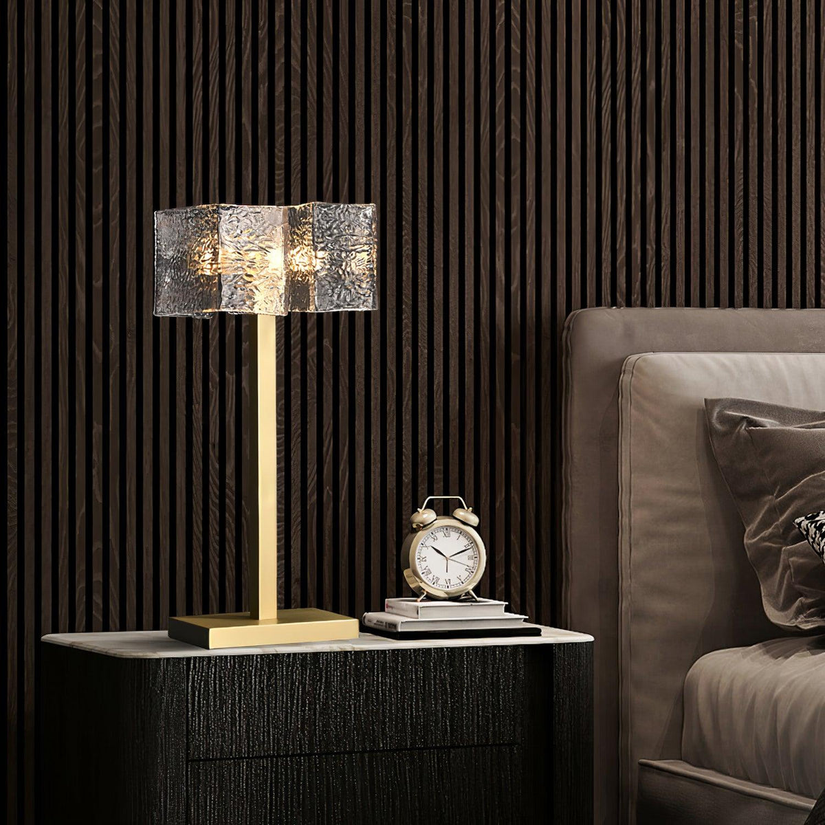 Blyn Brass Glass Artistic Table Lamp