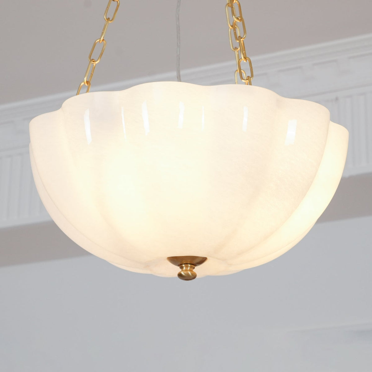 Voriq Chandelier Glass Bowl Brass Chain