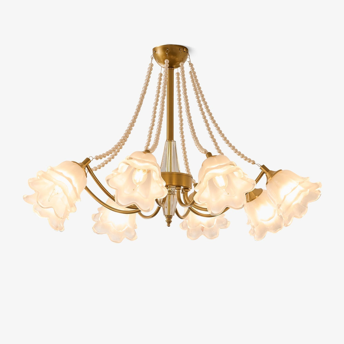 Allirila Traditional Elegance Vintage Bloom Pearls Glass Chandelier