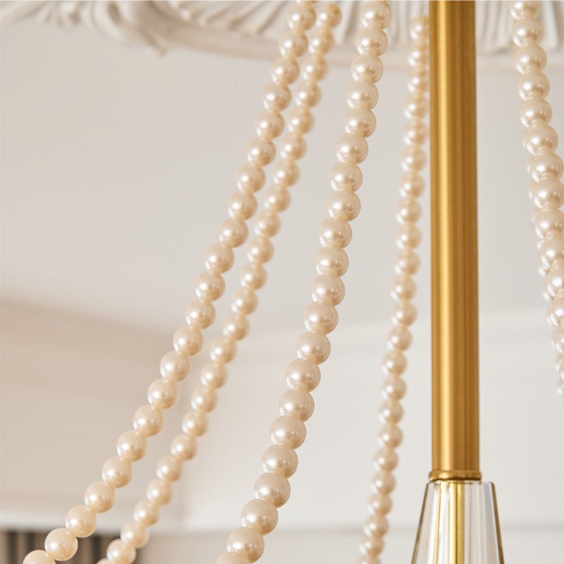 Allirila Traditional Elegance Vintage Bloom Pearls Glass Chandelier