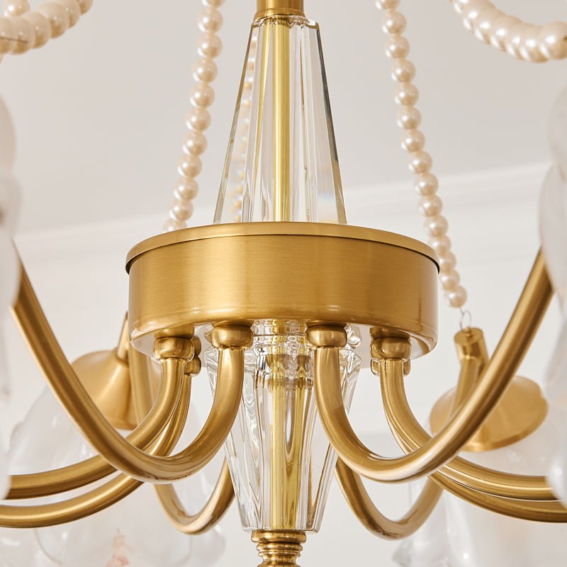 Allirila Traditional Elegance Vintage Bloom Pearls Glass Chandelier