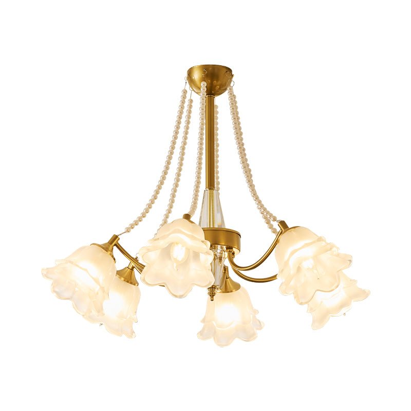 Allirila Traditional Elegance Vintage Bloom Pearls Glass Chandelier