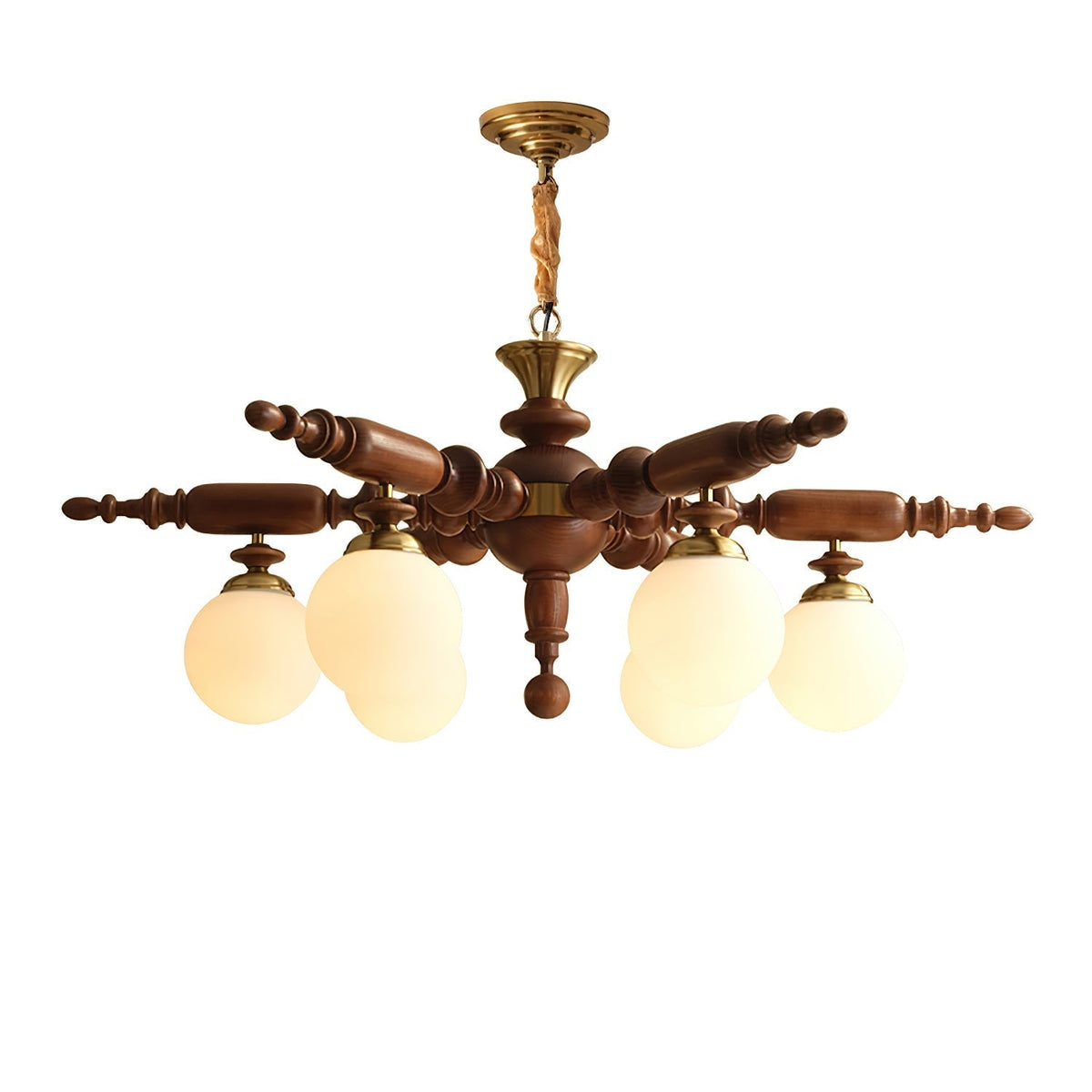 Olvenir Rustic Wood Glass Chandelier