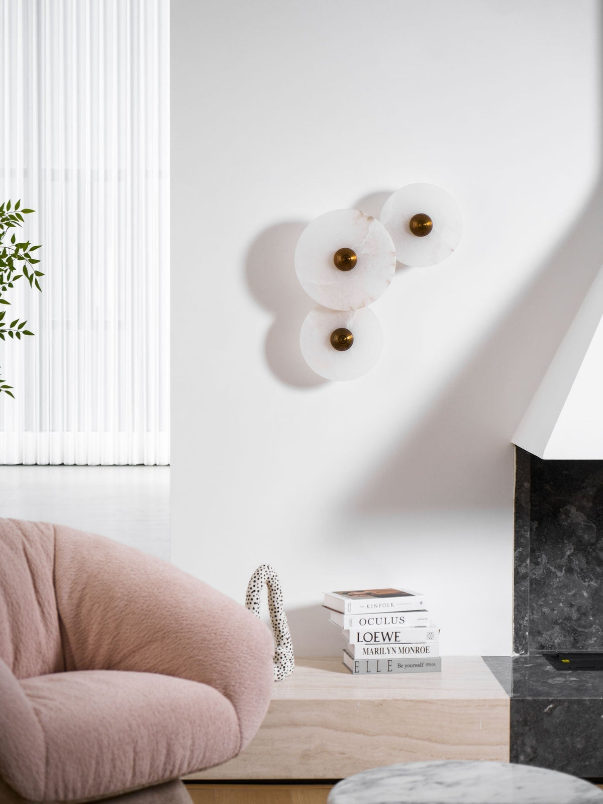 Selene Minimalist Alabaster Ceiling Light