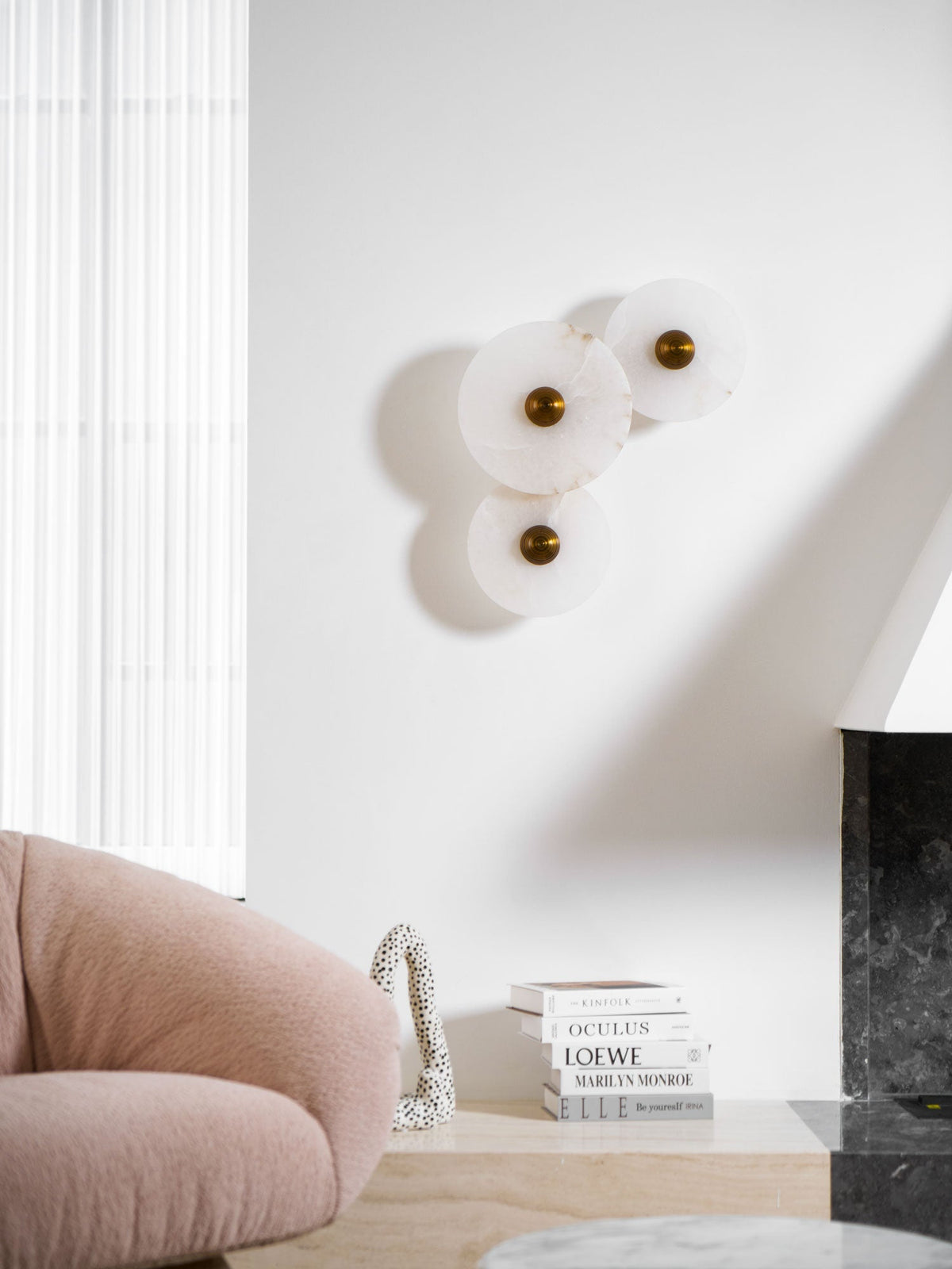 Selene Minimalist Alabaster Ceiling Light