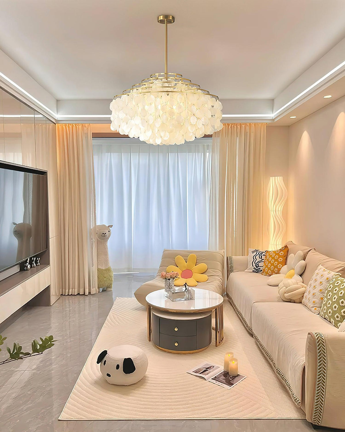 Vana Pendant Lamp Round Shell Chrome