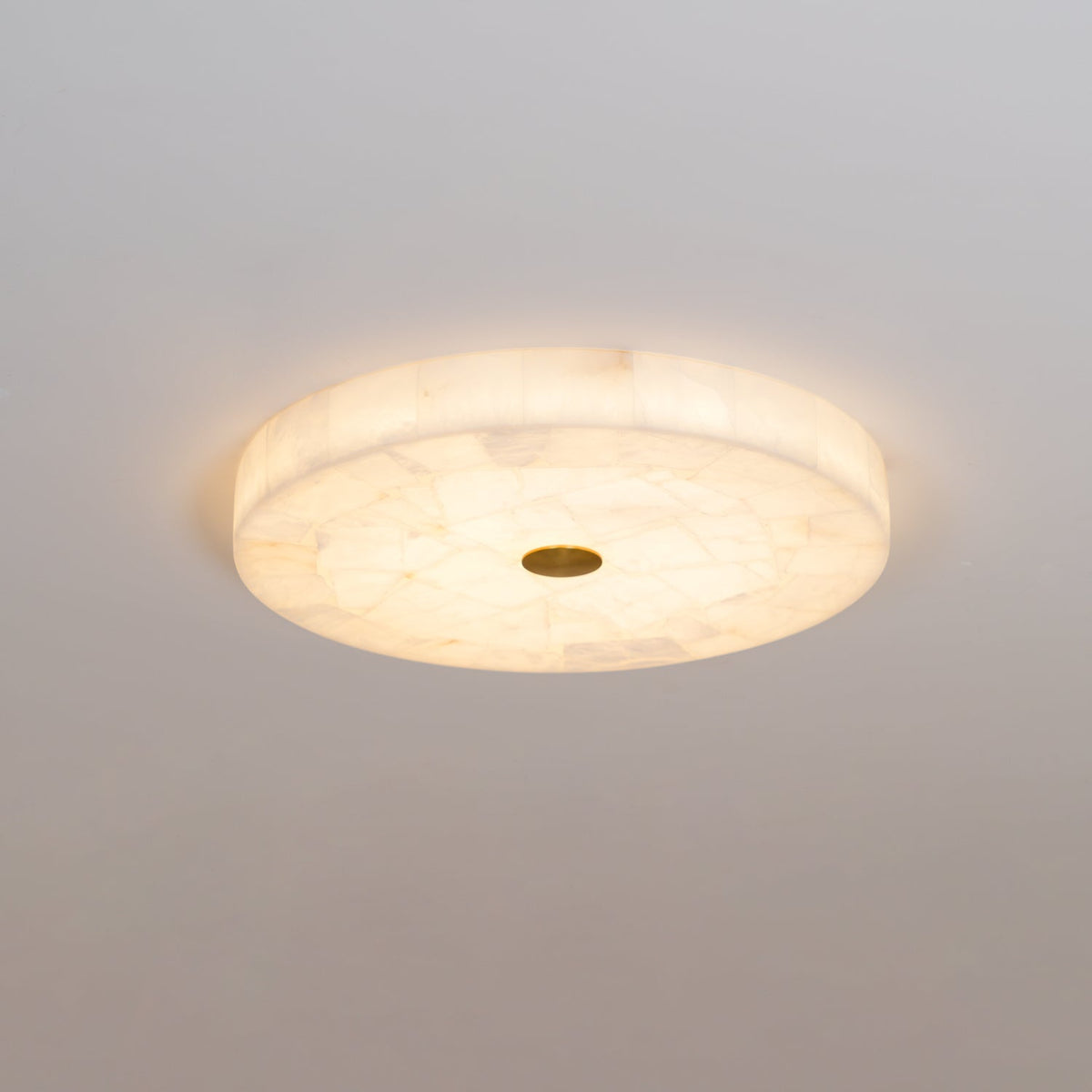 Ciphayra Minimalist Alabaster Round Flushmount Ceiling Light