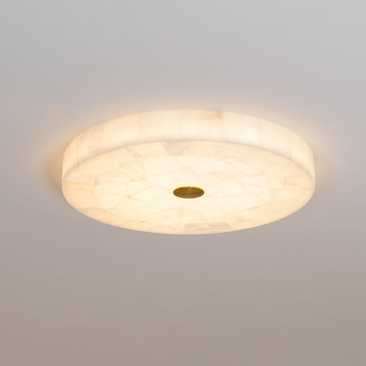 Zeko Round Alabaster Flush Mount Ceiling Light