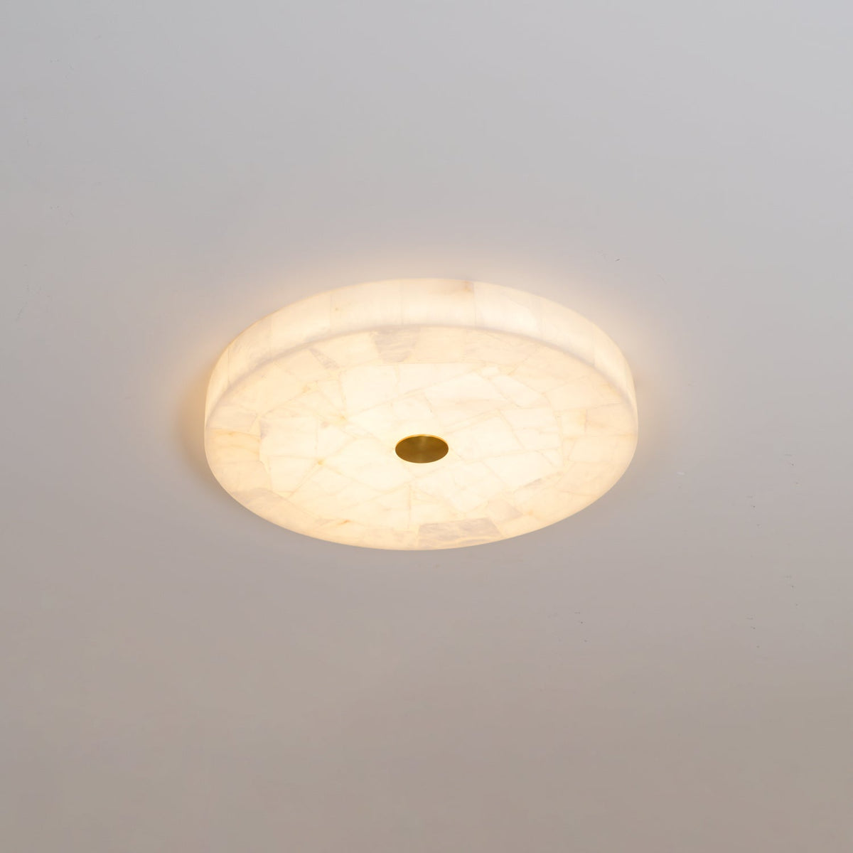 Zeko Round Alabaster Flush Mount Ceiling Light