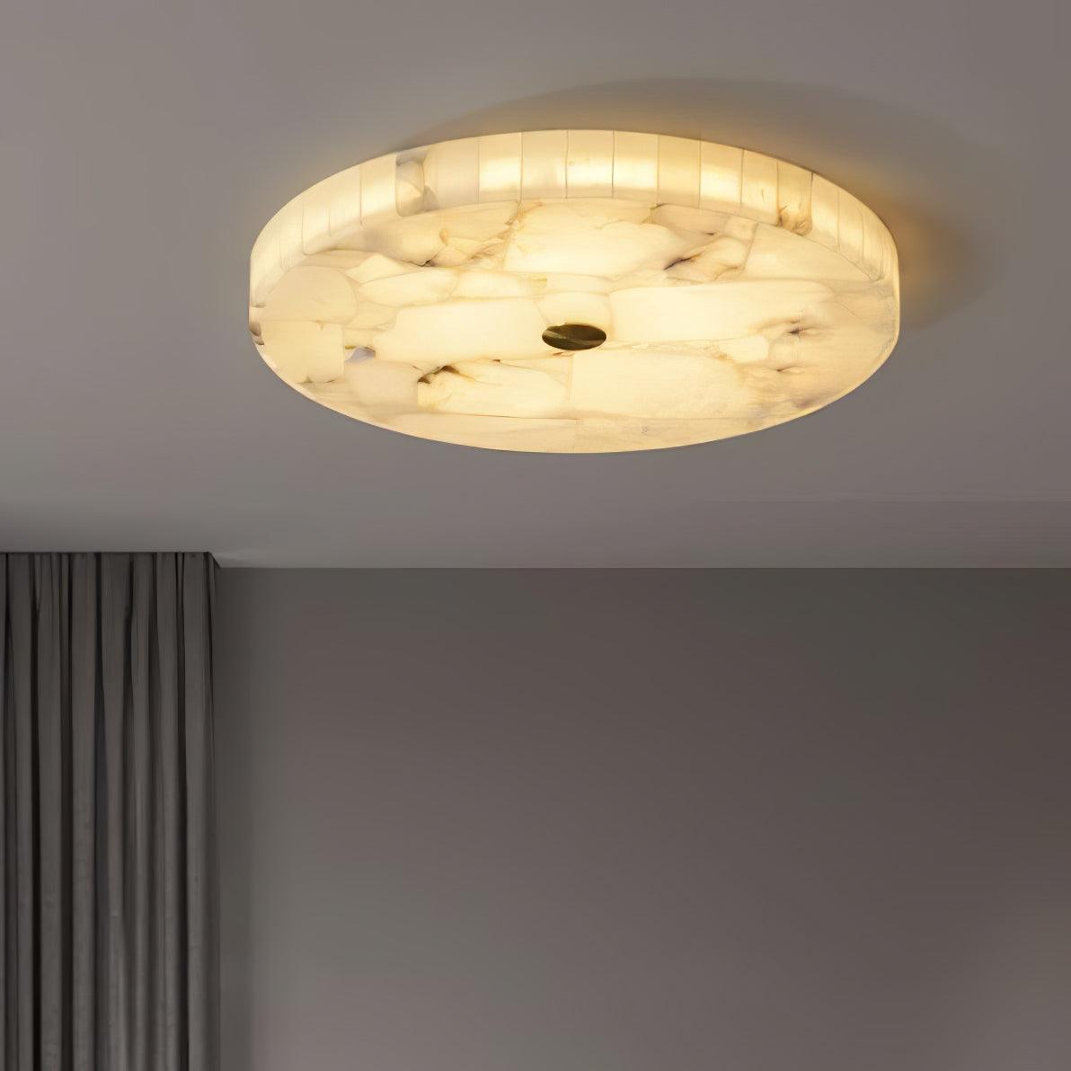 Zeko Round Alabaster Flush Mount Ceiling Light