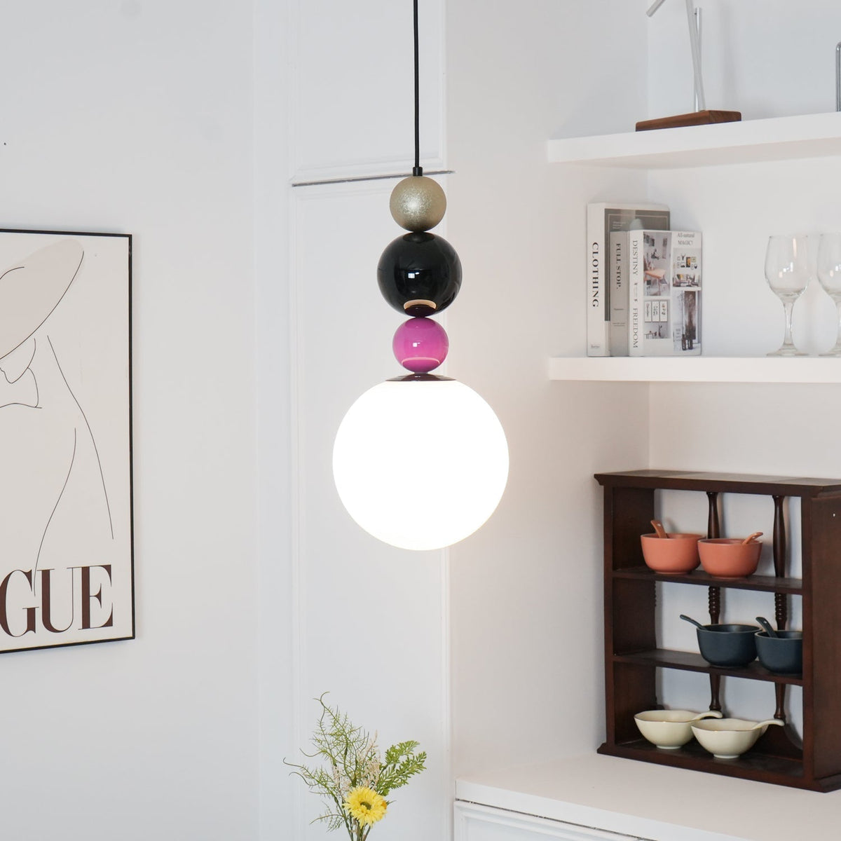 Eshaisra Nordic Art Round Balls Stacking Glass Pendant Lamp