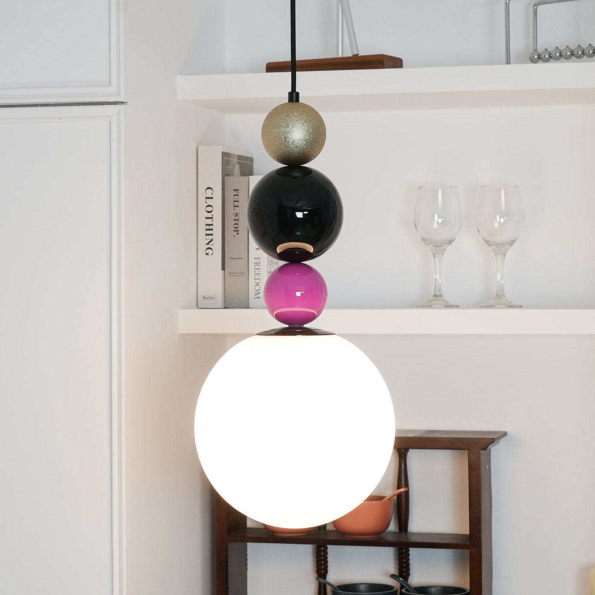 Eshaisra Nordic Art Round Balls Stacking Glass Pendant Lamp