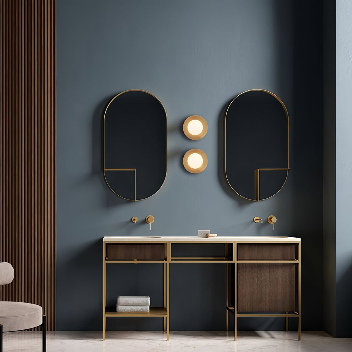 Elem Modern Minimalist Round Art Brass Glass Wall Lamp