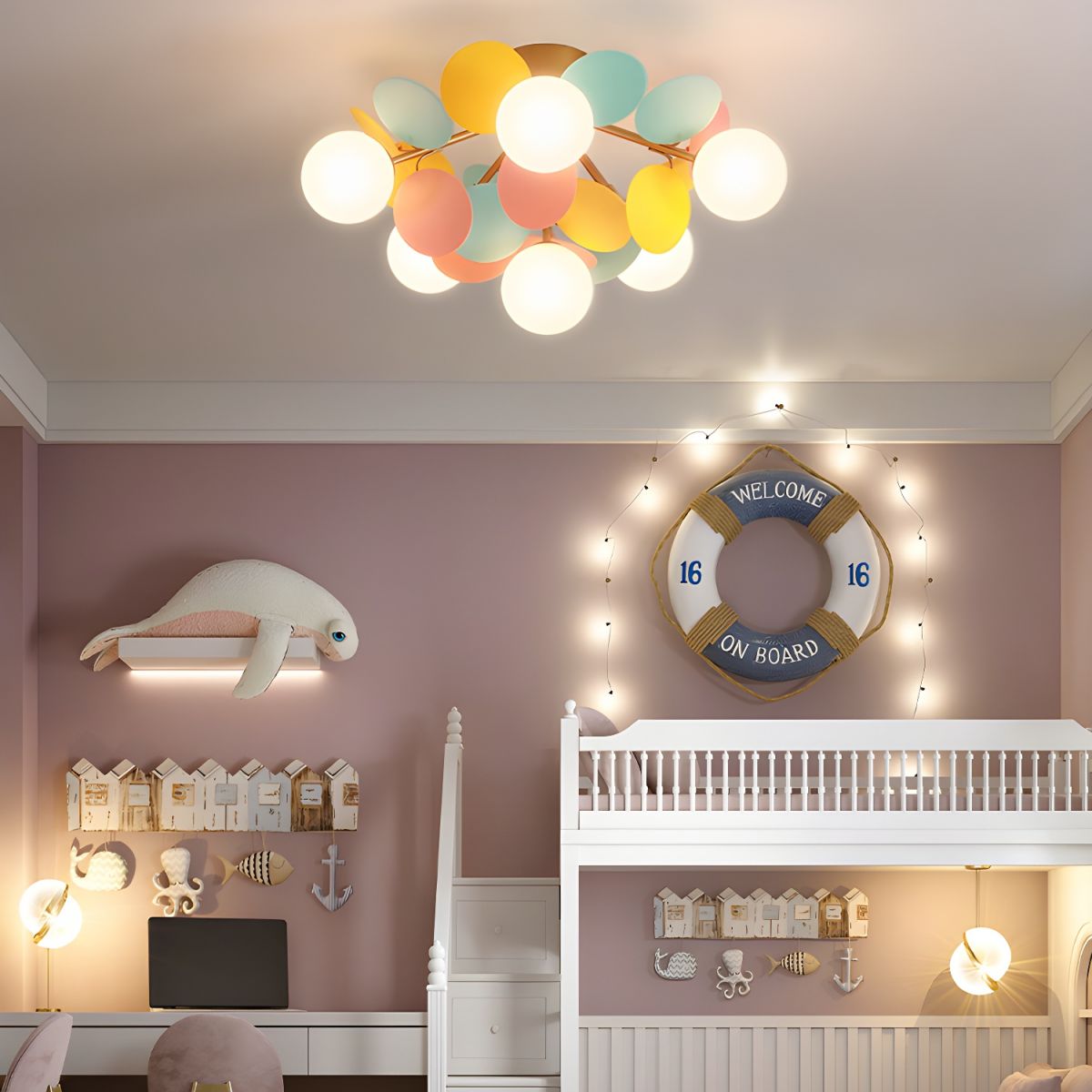 Zoina Round Macaron Flush Mount Ceiling Light