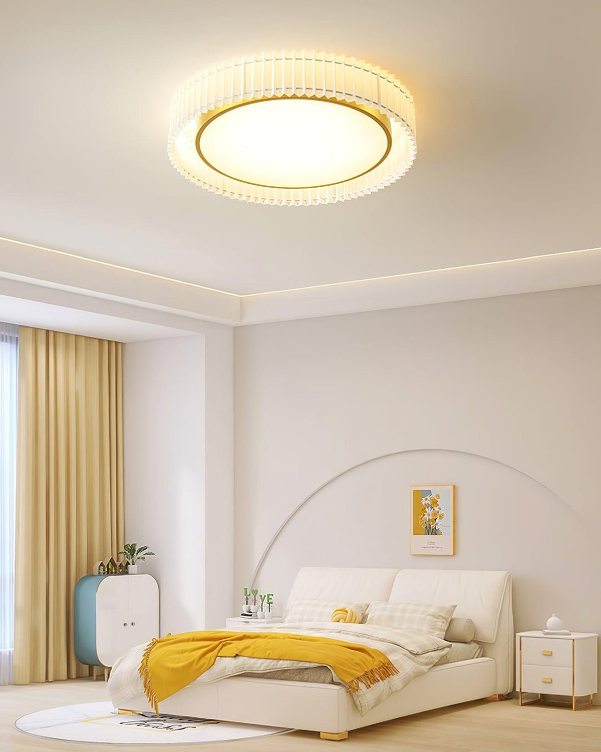 Corinila Round Pleated Fabric Ceiling Lamp