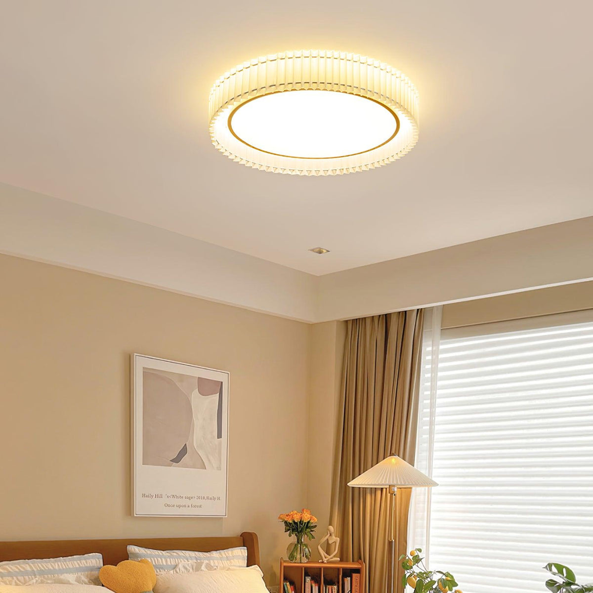 Corinila Round Pleated Fabric Ceiling Lamp