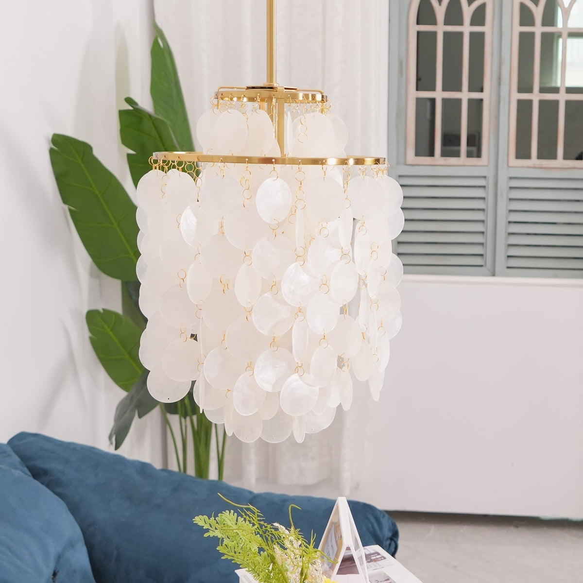 Rivena Pendant Lamp Round Shell Ring