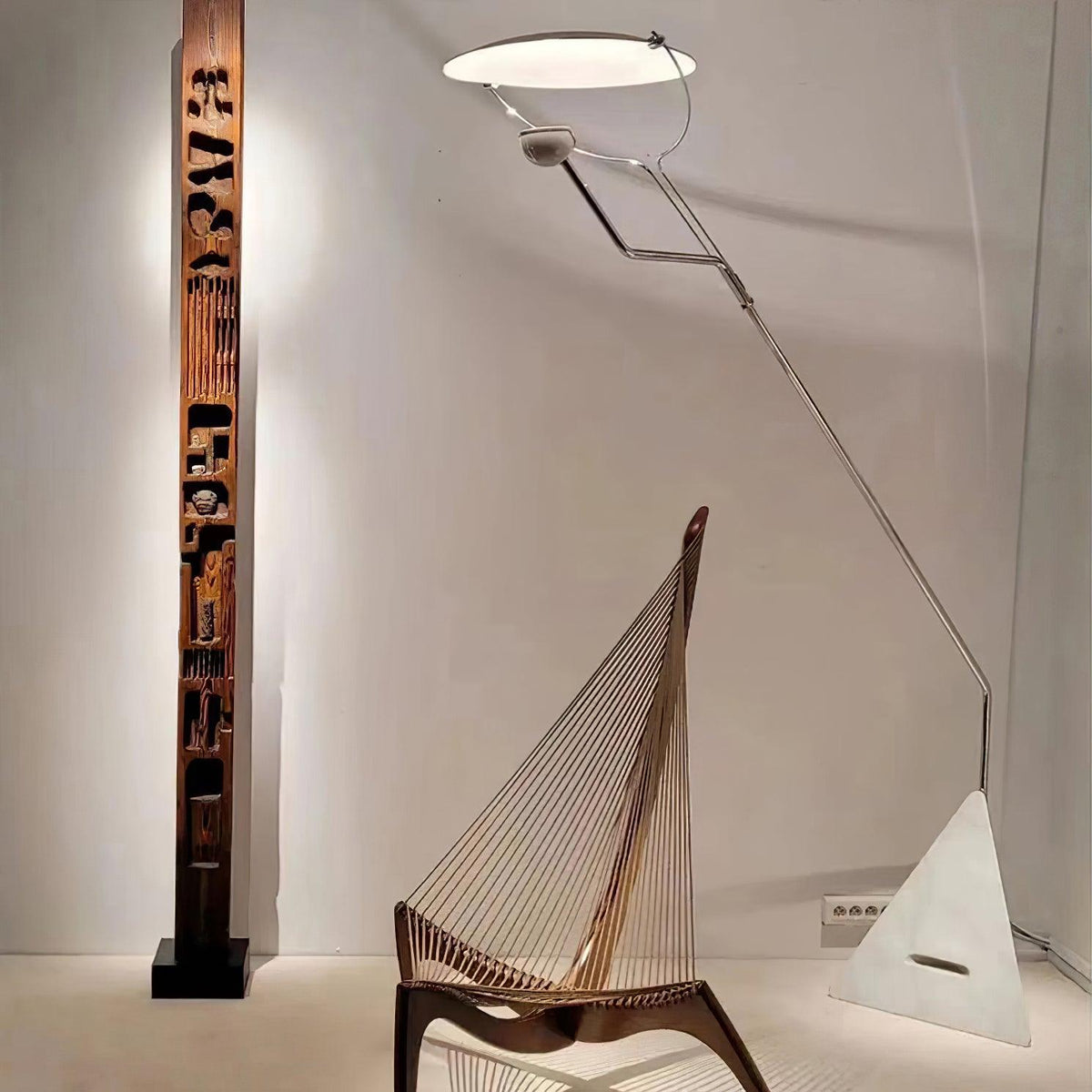 Olvenel Sculptural Chrome Marble Floor Lamp