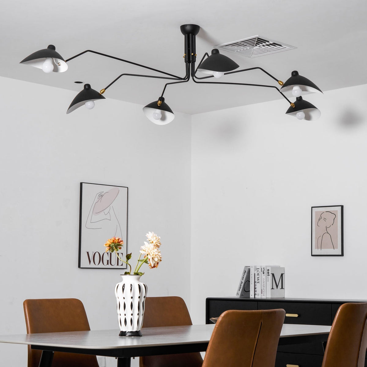 Wesley Minimalist Metal Ceiling Light Three Arm