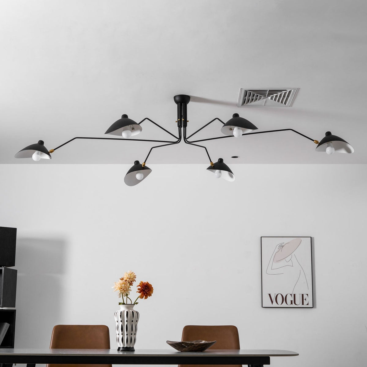 Wesley Minimalist Metal Ceiling Light Three Arm
