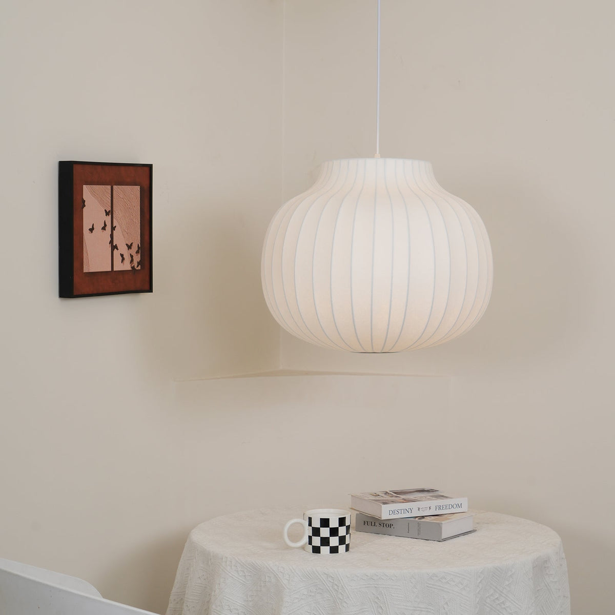 Teriivora Silk Ribbed Pendant Light