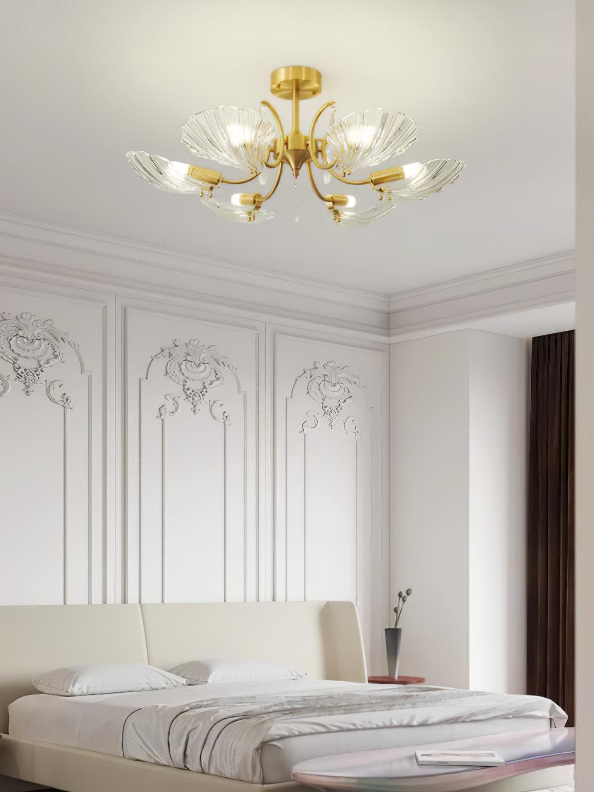 Eiriaria Petal Glass Brass Chandelier