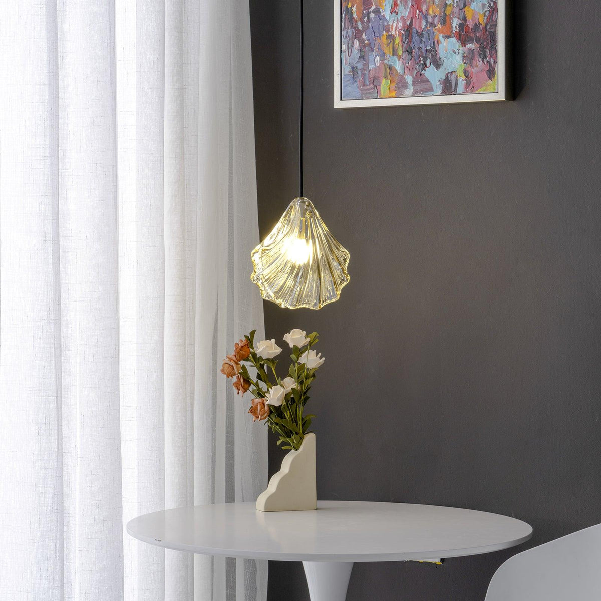 Covene Nordic Art Shell Mini Swag Glass Pendant Light