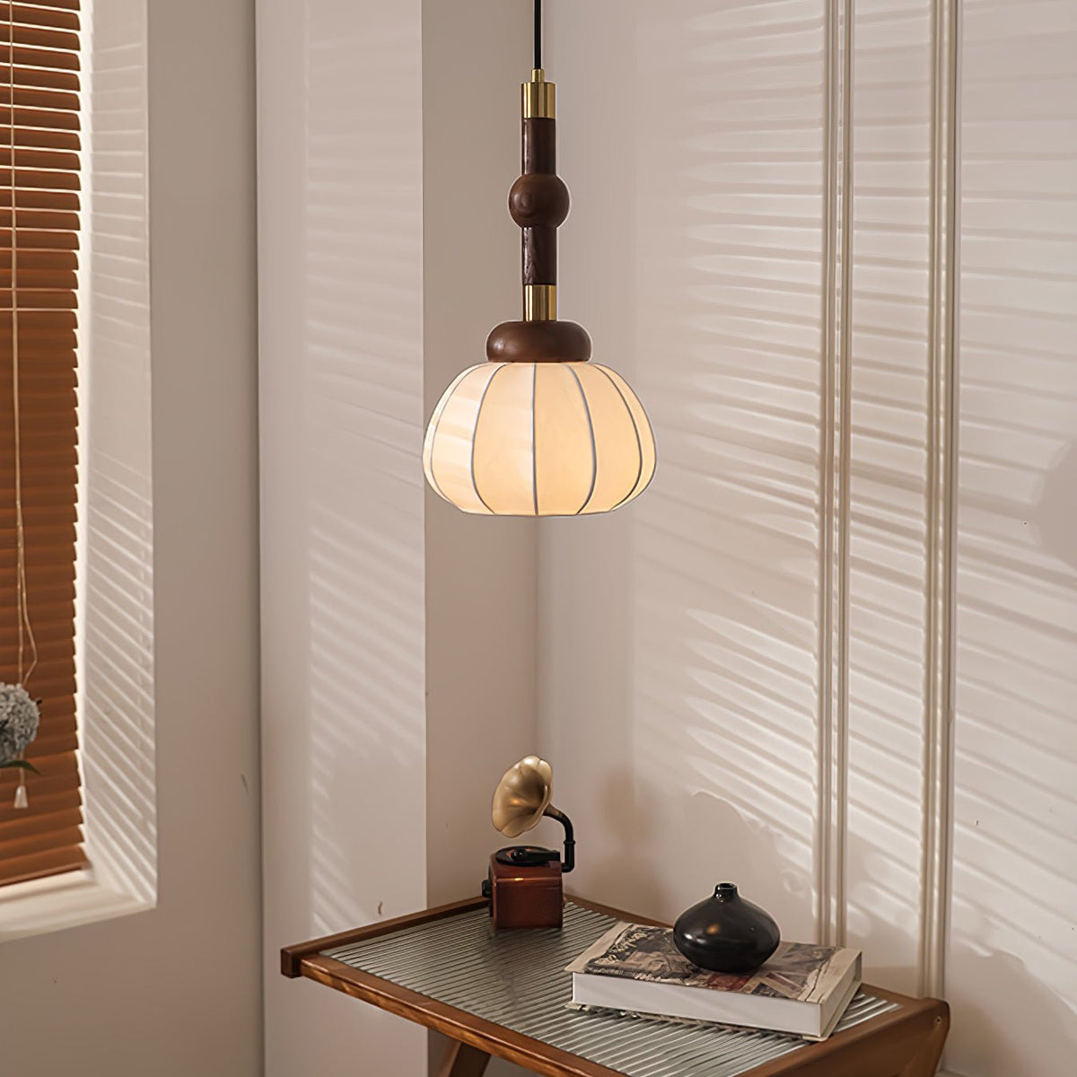 Livenor Silk & Wood Scandinavian Pendant Lamp