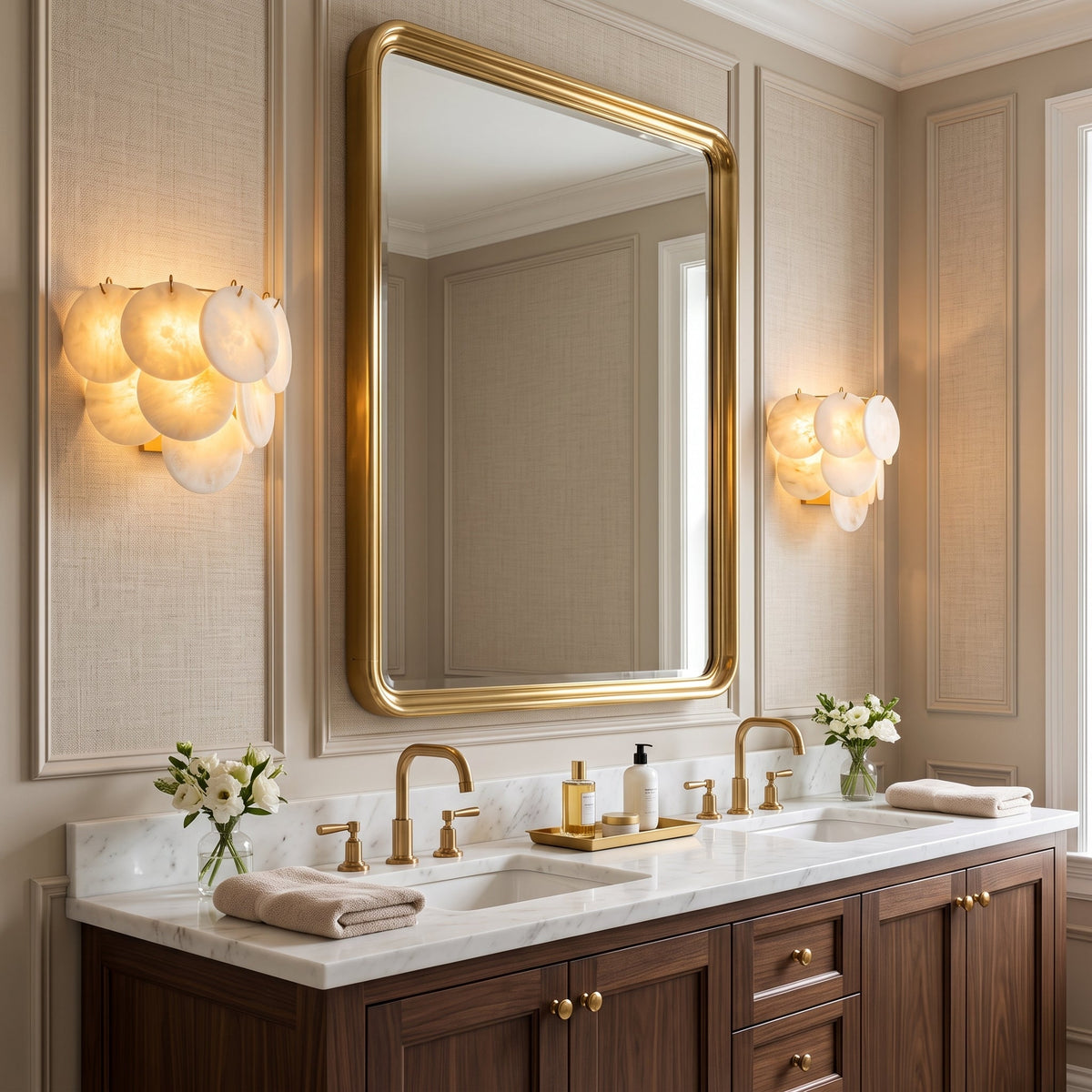 Pemberhurst Alabaster Disc Wall Sconce