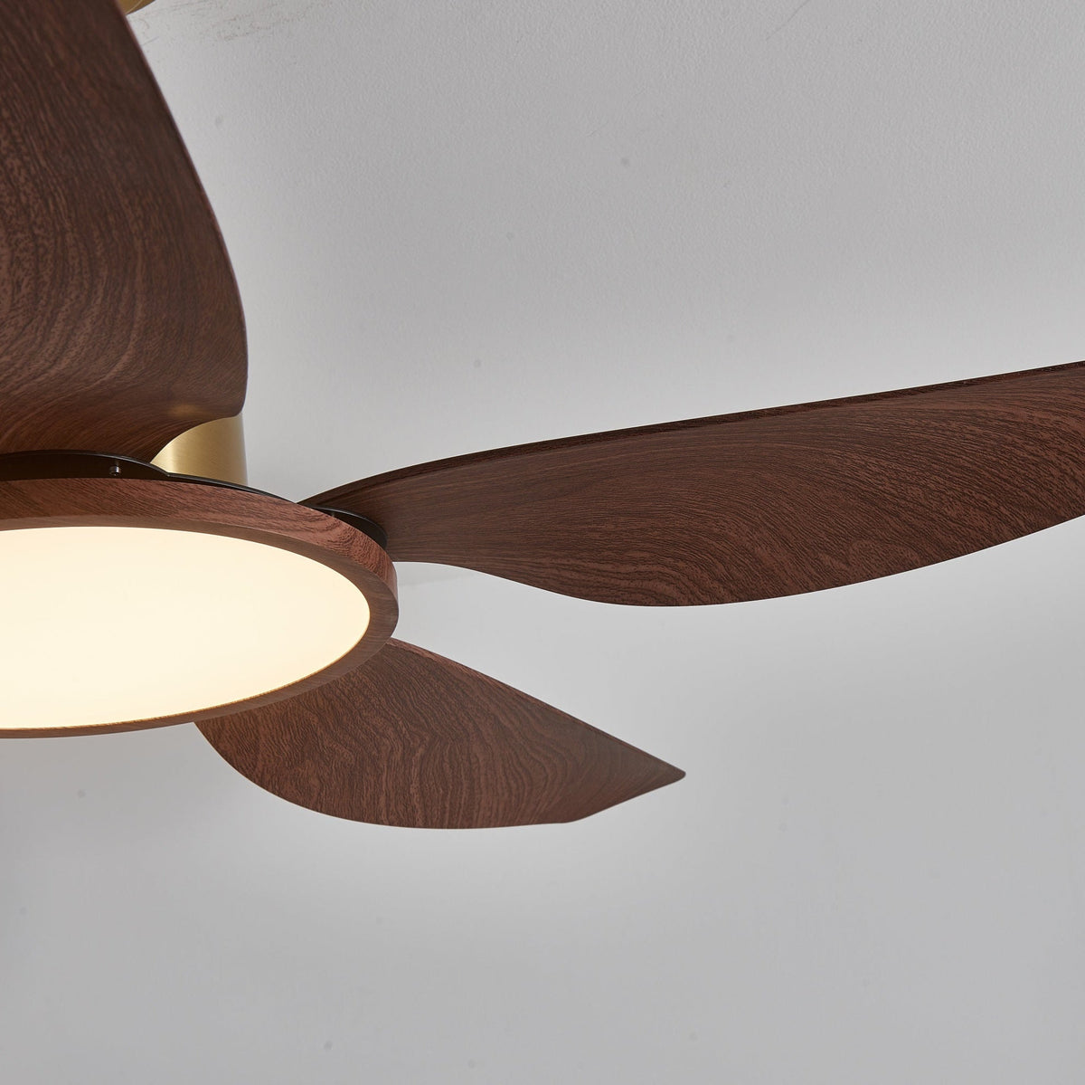 Orla Modern Wood Brass Ceiling Fan Light
