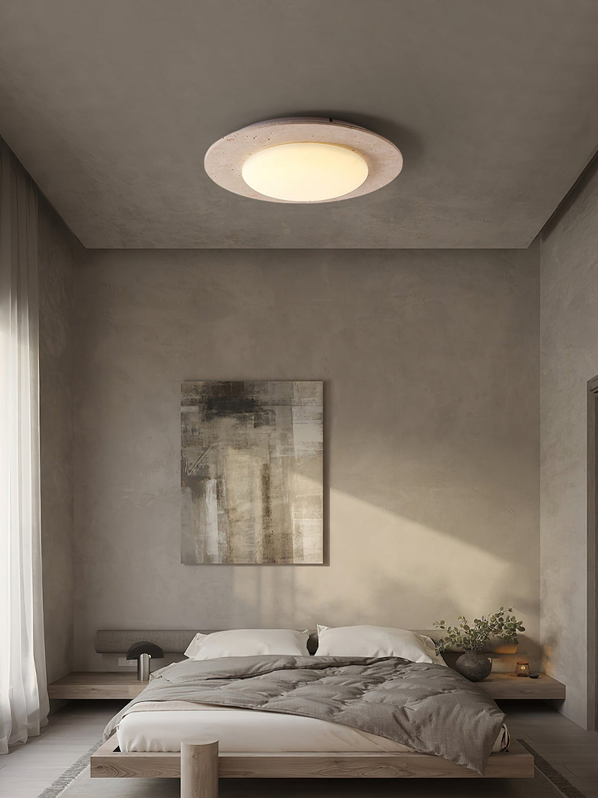 Arsoror Flush-Mount Travertine Ceiling Light