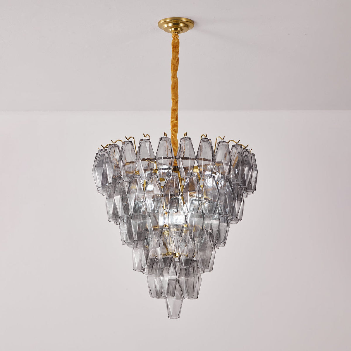 Cyranelle Chandelier Smoke Gray Inverted Crystal Prism
