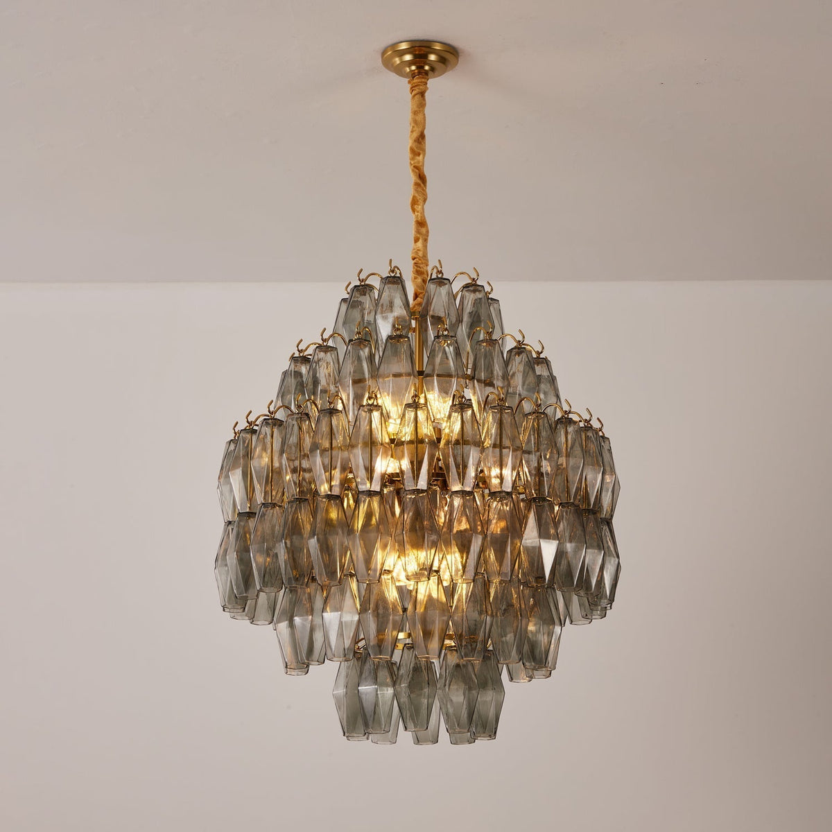 Celiiel Chandelier Smoke Gray Prism Glass Layered