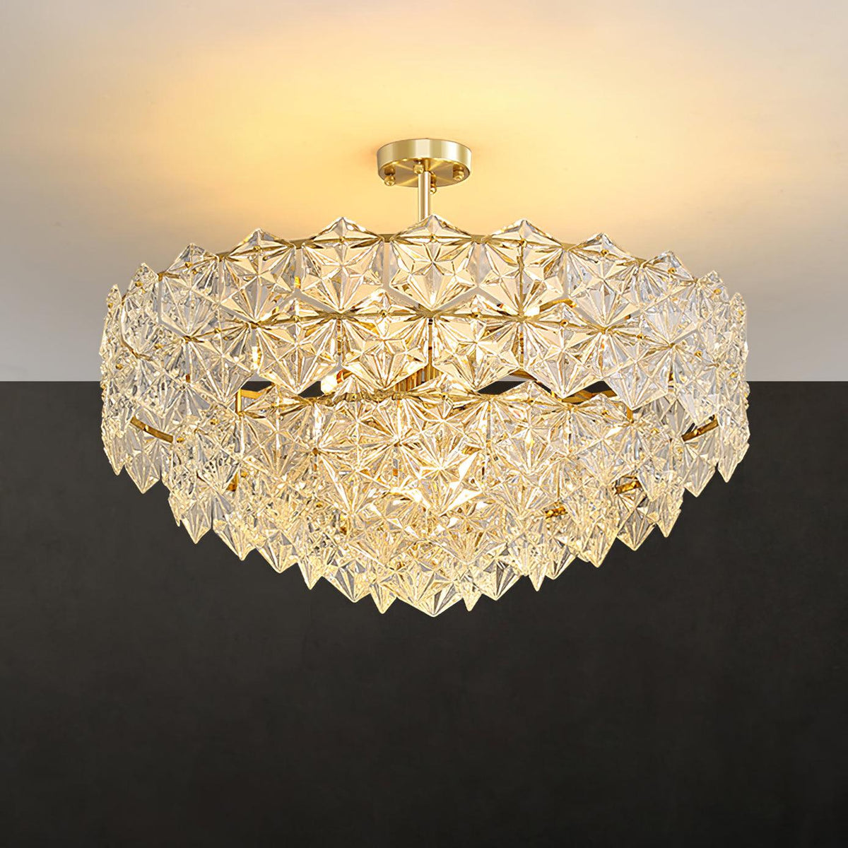 Eirararia Chandelier Snowflake Glass Gold